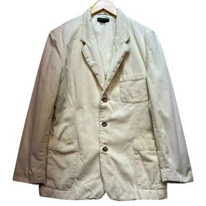 Vintage J.Crew Men's Cotton Button Front Blazer Jacket Size M Beige Pockets